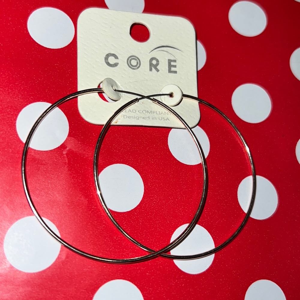 New CORE Rose Gold Tone Circle Endless 2” Thin Hoop Earrings